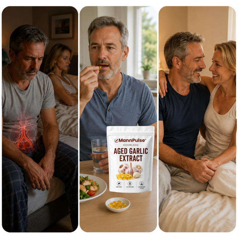 MannPulse aged garlic extract softgels for men 40 and over