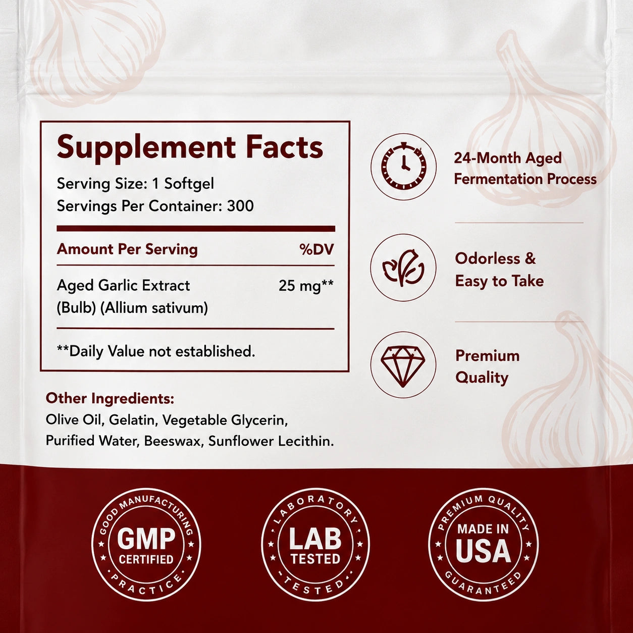 Rika™ 7500mg aged garlic extract softgel supplement